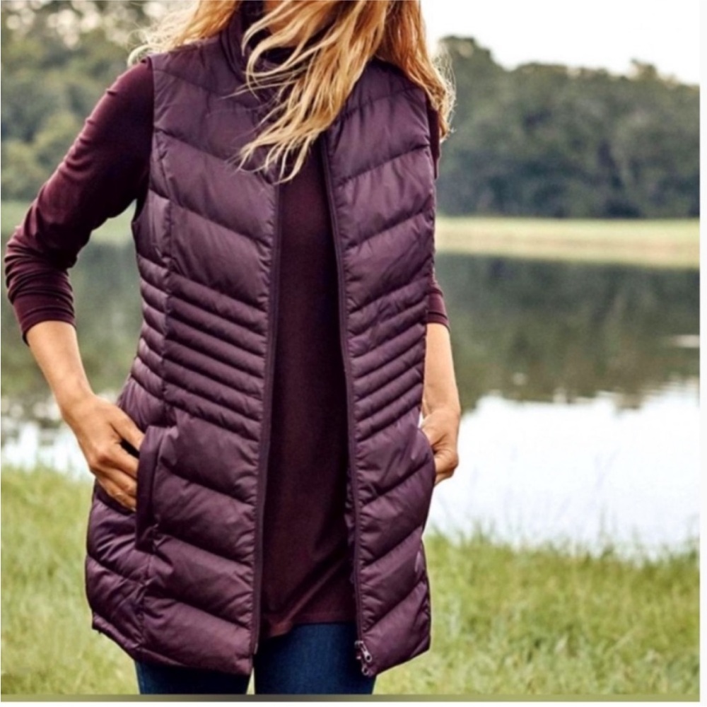 J Jill Down Puffer Vest Burgundy Fig Plum size M P